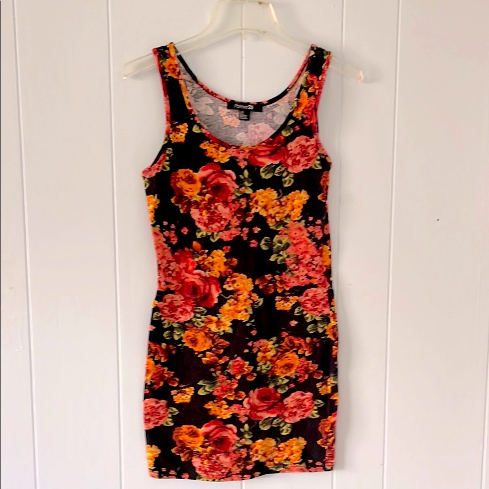 🎈3/$20 Forever 21 black floral tank dress